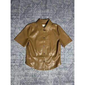 Nanushka CLARE Okobor™Alt-Leather Shirt Button Up Short Sleeve Shirt